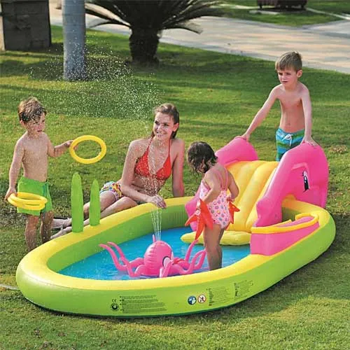Popolare Piscina Gioco Polipo Gonfiabile con Spruzzi d‘acqua 298x165x55 cm Jilong Sea