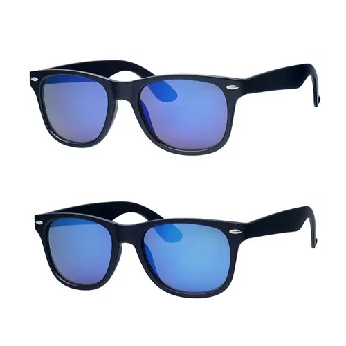 Di Tendenza Occhiali da Sole Unisex Montatura Nera con Vetri a Specchio