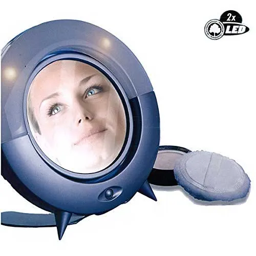 Specchio per Trucco Make-Up con 2 Led 22 cm Fissaggio a Muro o da Tavolo Viola Ordina Subito