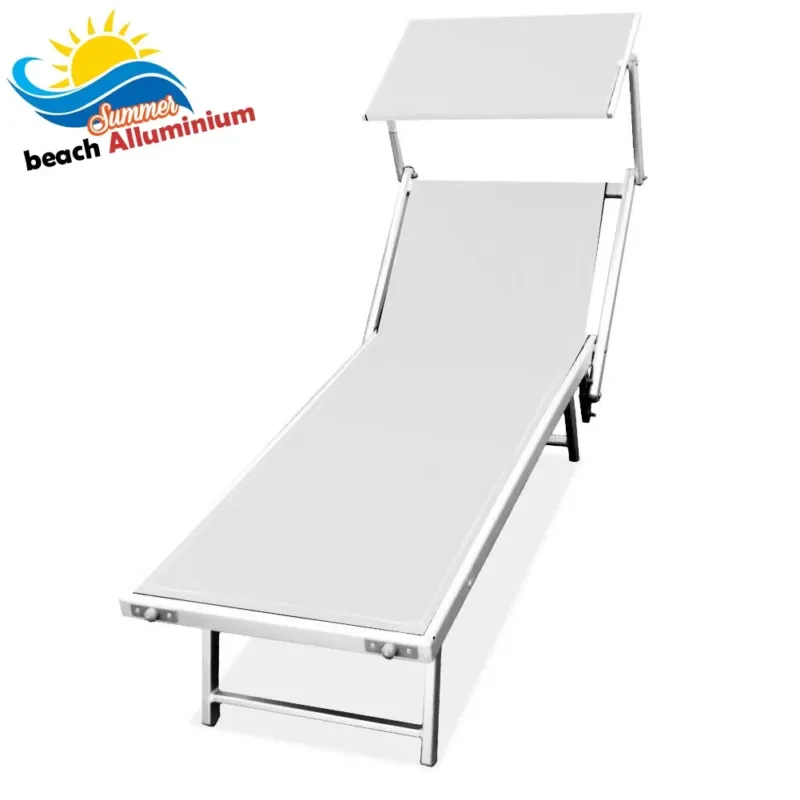 Solo Oggi Lettino Prendisole Alluminio Pieghevole LIDO Spiaggia Giardino Bianco 190x60x40