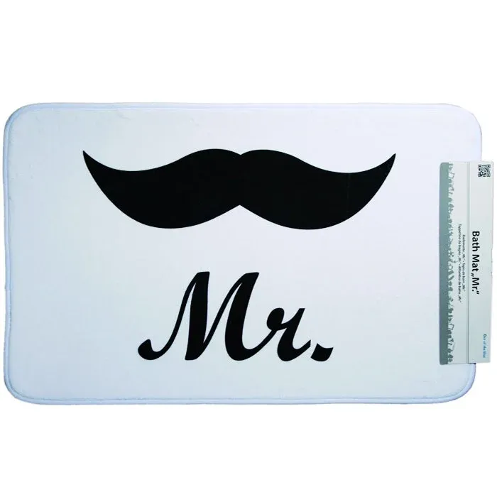 Spedizione Espresso Tappeto Bagno Arredo Mister Baffo 70 x 45 cm in Poliestere Colore Bianco
