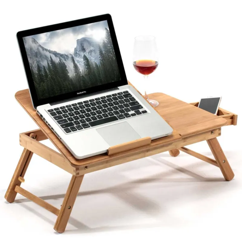Quantità Limitata Tavolino Vassoio Letto Divano Porta Notebook Pc Tablet Pieghevole in Legno Bambu