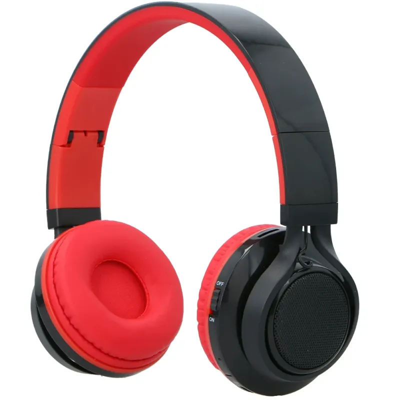 Offerta Del Giorno Cuffie On-Ear Bluetooth Led Esterni Durata 10 Ore Auricolari Senza Filo Rosso