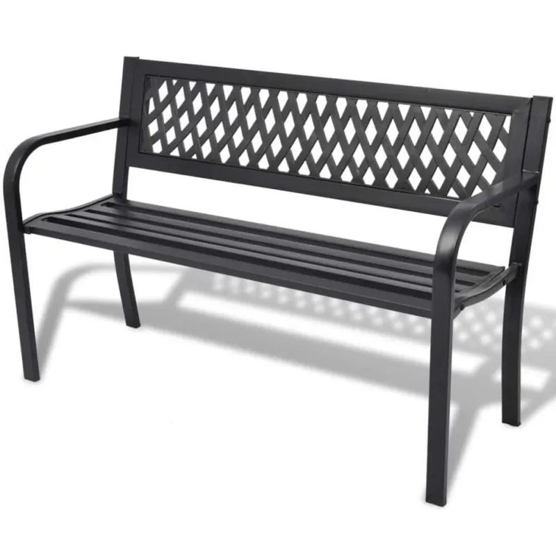 Sconto Panchina da Esterno Giardino Panca PVC e Struttura in Acciaio Nero 125x53x77cm