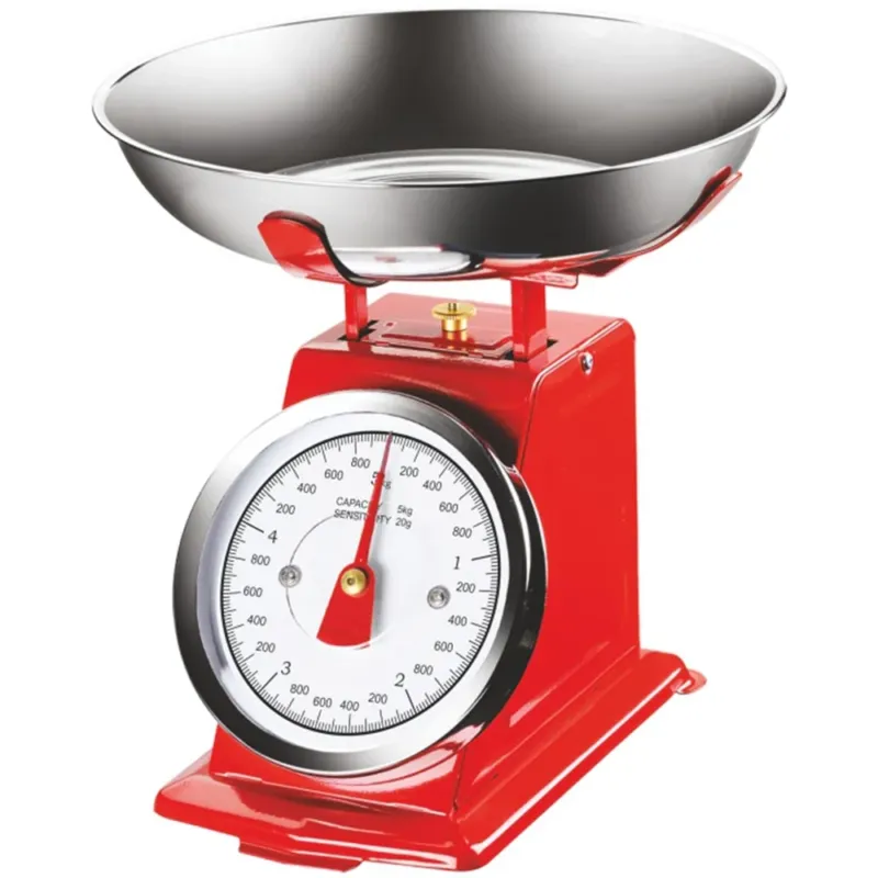 Spedizione Espresso Bilancia Meccanica Analogica da Cucina in Metallo Atlas Vintage 5Kg Rosso