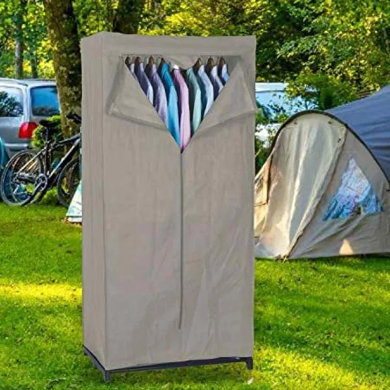 Prezzo Ridotto Armadio in tessuto TNT Guardaroba Appendiabiti Campeggio 75x50x160cm Ecru