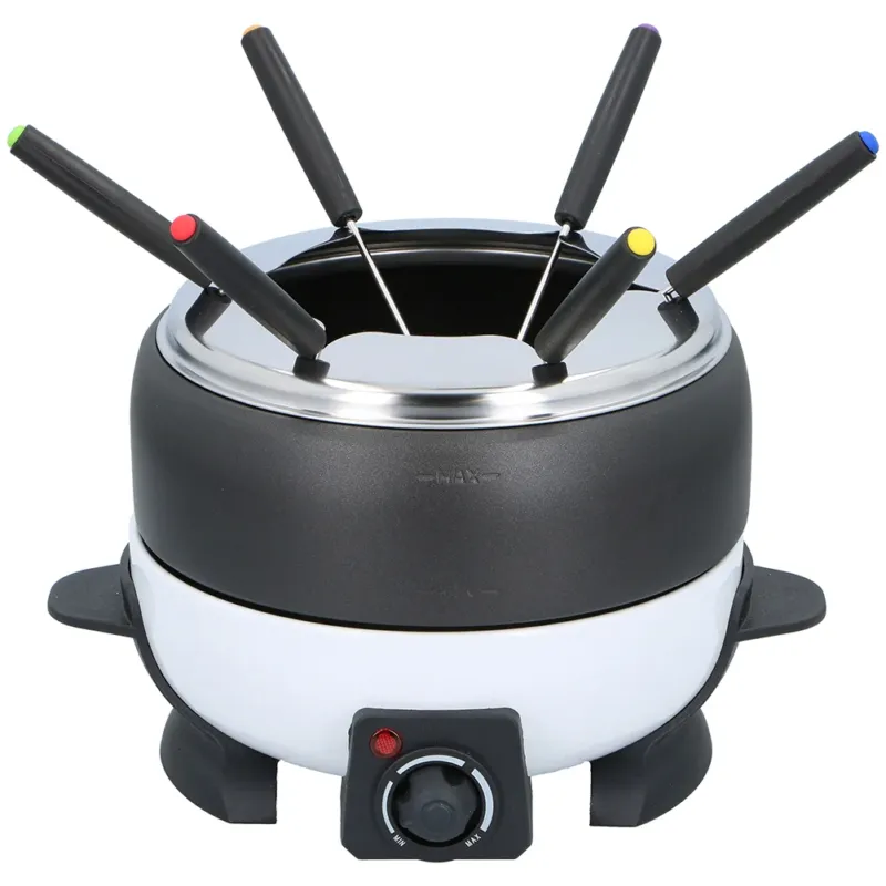 Esclusivo Set per Fonduta per 6 Persone 800 Watt in Acciaio Inossidabile Sei Forchette