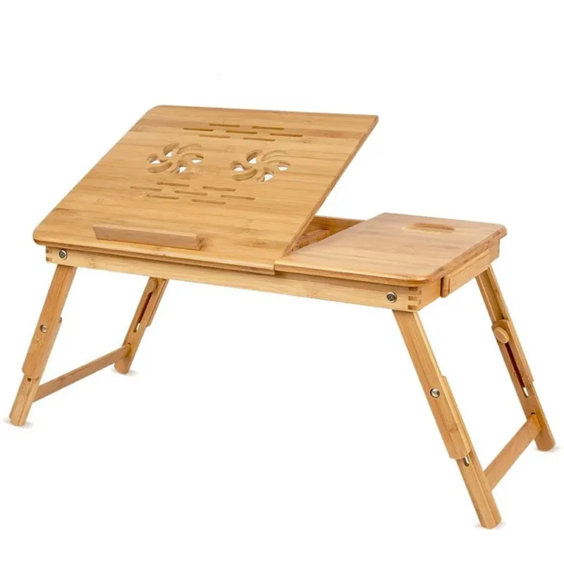 Reso Gratuito Tavolino Vassoio da Letto Divano in Bambu‘ PC Tablet Pieghevole Legno Naturale