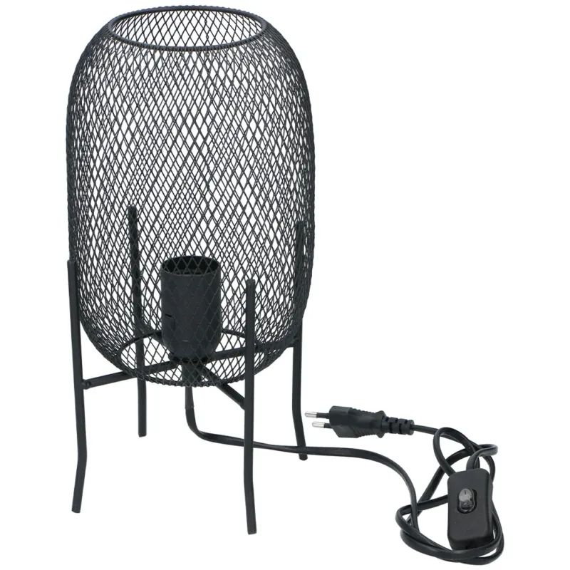 Lampada da Tavolo in Metallo con Attacco E27 Design Industrial Altezza 29cm Nero Promo Stagionale