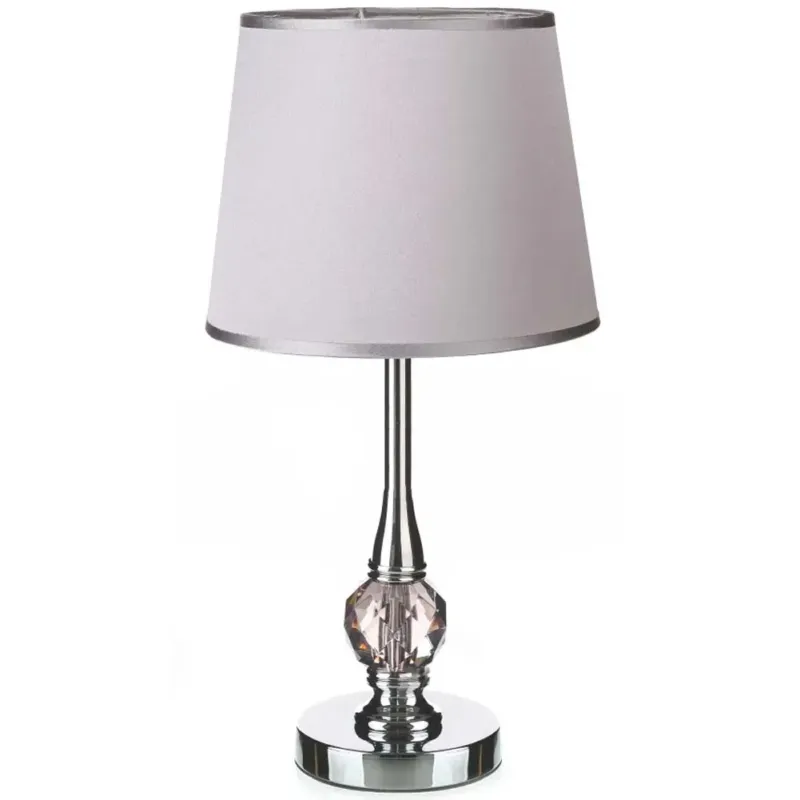 Lampada da Tavolo Design Classico Lume Silver per Comodino Paralume in Tessuto Prezzo Ridotto
