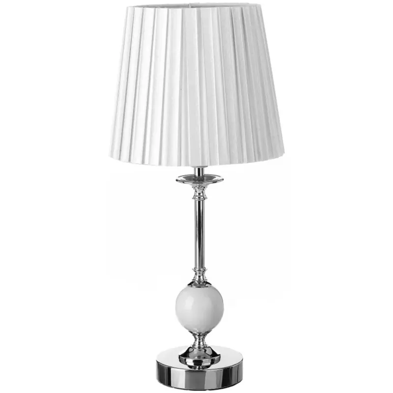 Professionale Lampada da Tavolo Porcellana Bianco Lume Comodino Paralume Tessuto 44,5x21x21 cm