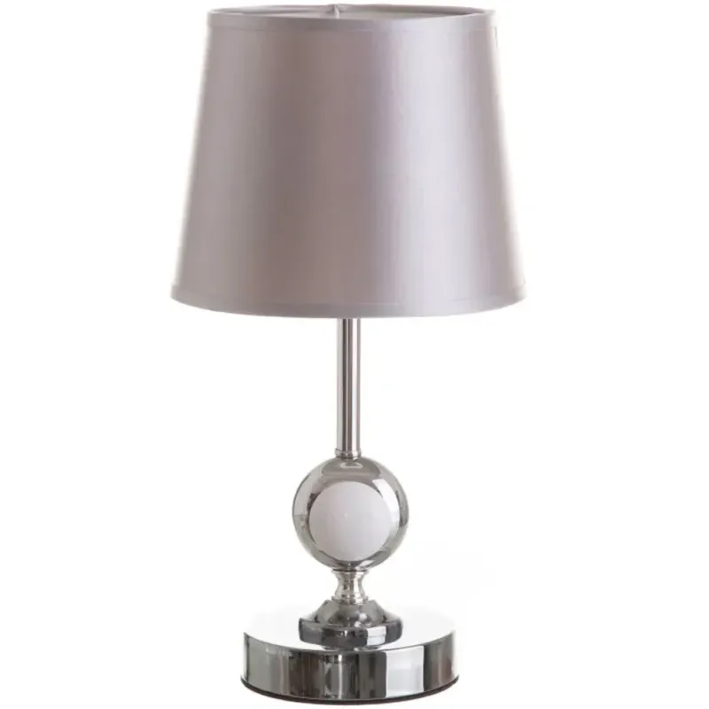 Lampada da Tavolo Porcellana Argento Lume Comodino Paralume Tessuto 34x17x17 cm Economico