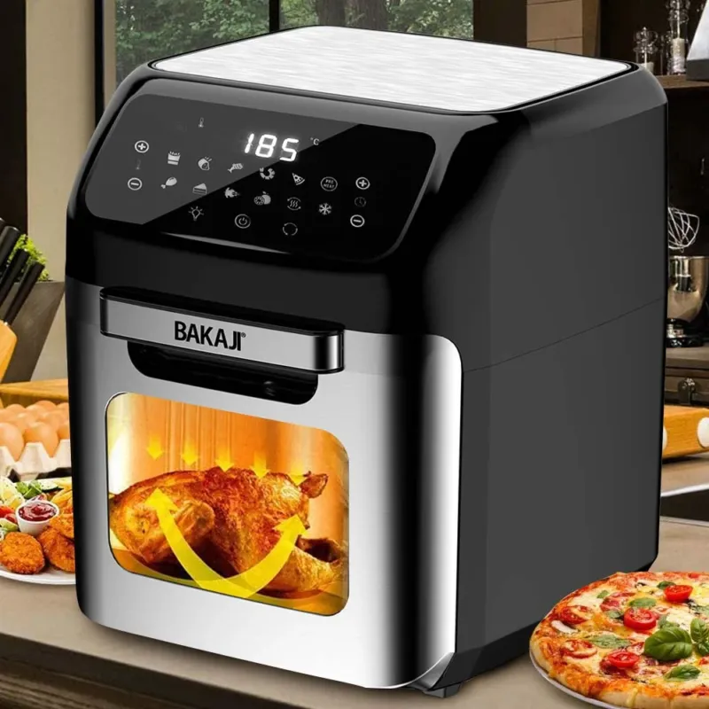 Forno Friggitrice Aria Calda 12Lt Digitale 1800W Frigge Cuoce Senza Olio Silver Prezzo Basso