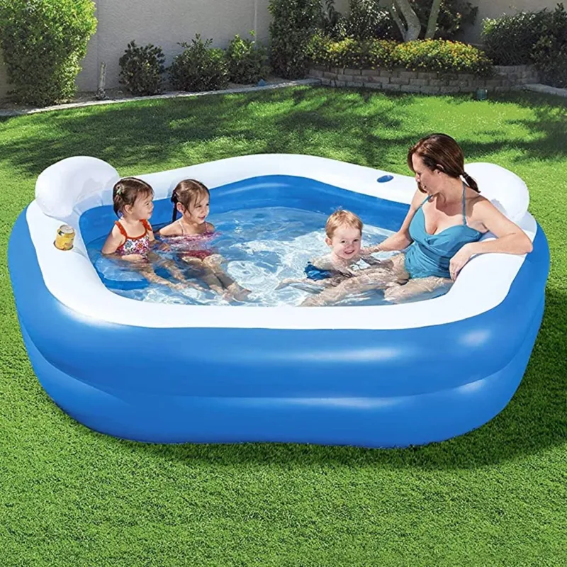 Ultimissimo Modello Piscina Gonfiabile Fuoriterra Family Pentagono 2 Anelli con Sedute 213x206cm