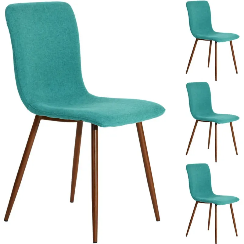 Prezzo Scontato Set 4 Sedie per Sala da Pranzo Turchese Gambe Effetto Legno Seduta Ergonomica