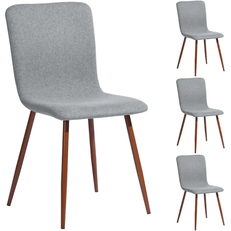 Set 4 Sedie per Sala da Pranzo Grigio con Gambe Effetto Legno Seduta Ergonomica Super Prezzo