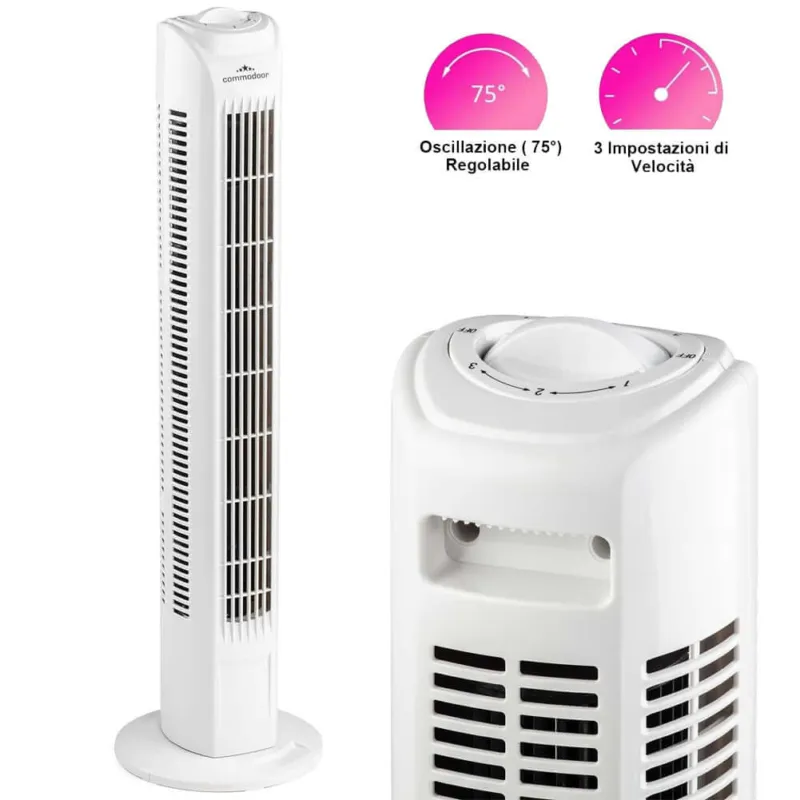 Affare Ventilatore a Torretta Oscillante 45W Alto 78 cm 3 Velocita Colonna Verticale