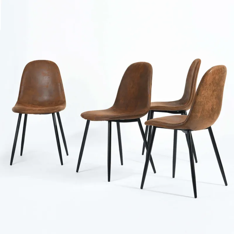 Set 4 Sedie per Sala da Pranzo Marrone con Gambe Acciaio Nero Seduta Ergonomica Ultime Pezzi
