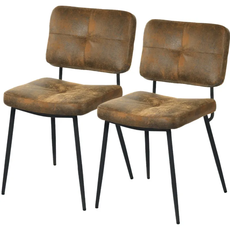 Promozione Esclusiva Set 2 Sedie per Sala da Pranzo Sgabelli in Pelle Scamosciata Seduta Ergonomica
