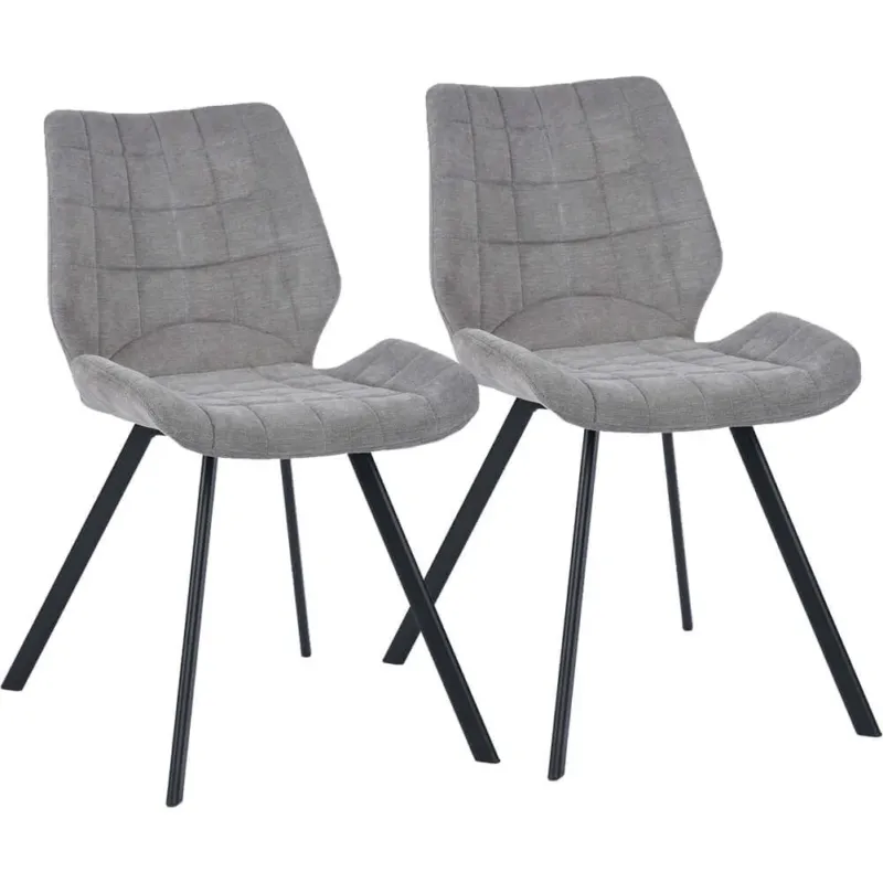 Promozione Esclusiva Set 2 Sedie per Sala da Pranzo Sgabelli Tessuto Seduta Ergonomica Colore Grigio