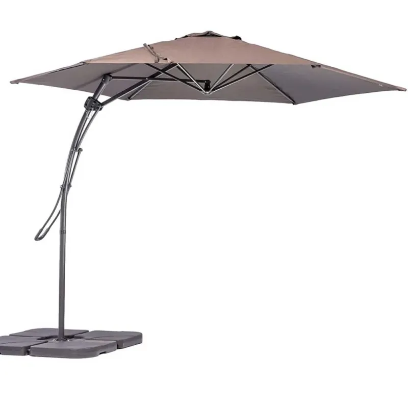 Subito Disponibile Ombrellone da Giardino Tortora Decentrato 3 x 3 Mt Base a Croce Sistema Air Vent