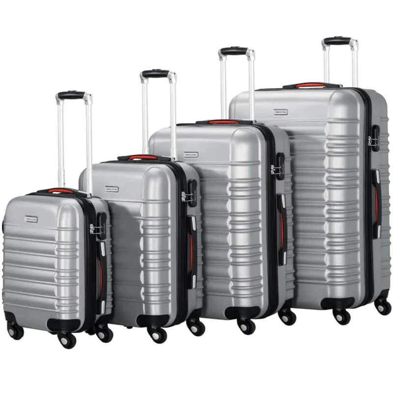 Promozione Esclusiva Set 4 Valigie Rigide con Ruote Easy Roll Trolley Bagaglio a Mano Viaggio Silver