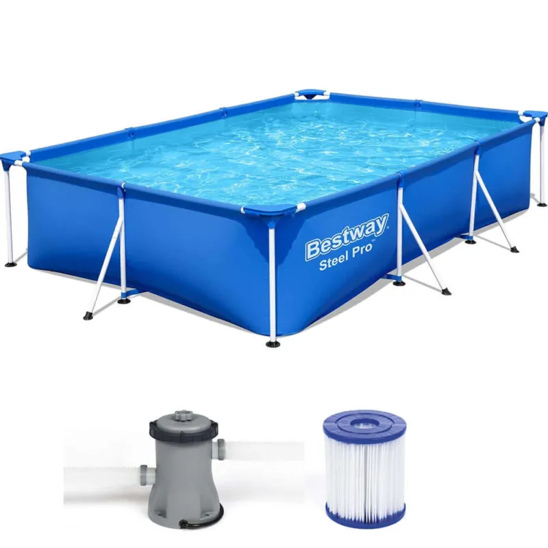 Bestway 56411 Piscina Rettangolare con telaio Acciaio 300 x 201 x 66cm con Pompa Vendita Finale
