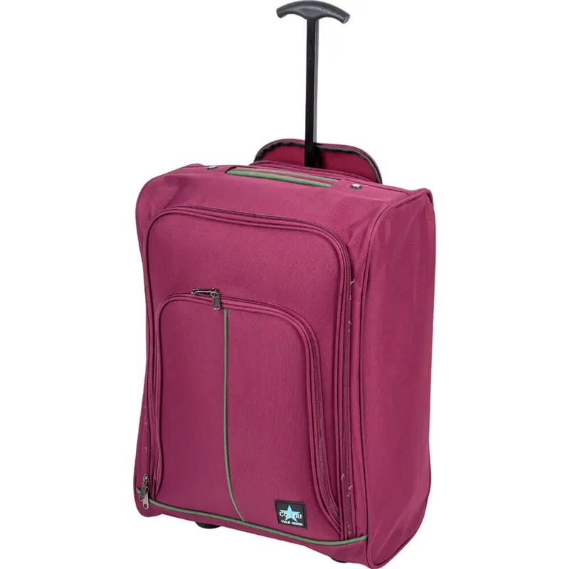 Vendita Finale Trolley Cabina Morbido Bagaglio a Mano Borgogna Maniglia Telescopica 35x20x50cm