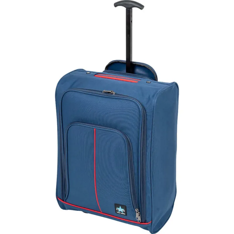 Più Venduto Trolley Cabina Morbido Bagaglio a Mano Blu Navy Maniglia Telescopica 35x20x50 cm