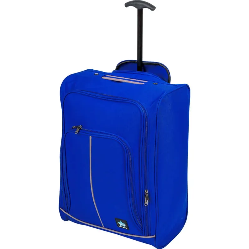 Trolley Cabina Morbido Bagaglio a Mano Blu con Maniglia Telescopica 35x20x50 cm Promo Stagionale