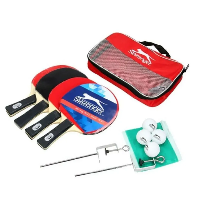 Offerta Speciale Set Ping Pong Con 4 Racchette 4 Palle 2 Ganci e Rete Gioco Tennis da Tavolo