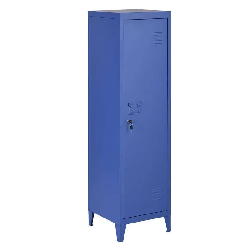Offerta Del Giorno Armadietto Armadio Spogliatoio in Metallo un Anta con Chiave 3 Scomparti Blu