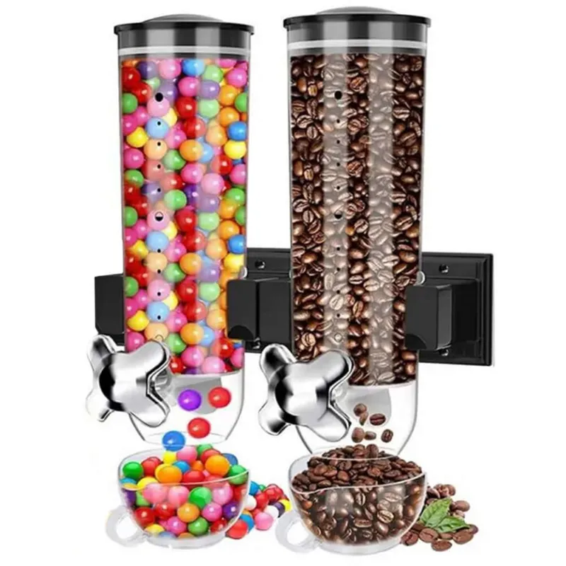 Consegna Rapida Dispenser Cereali Doppio con Montaggio a Parete Distributore Corn Flakes Nero