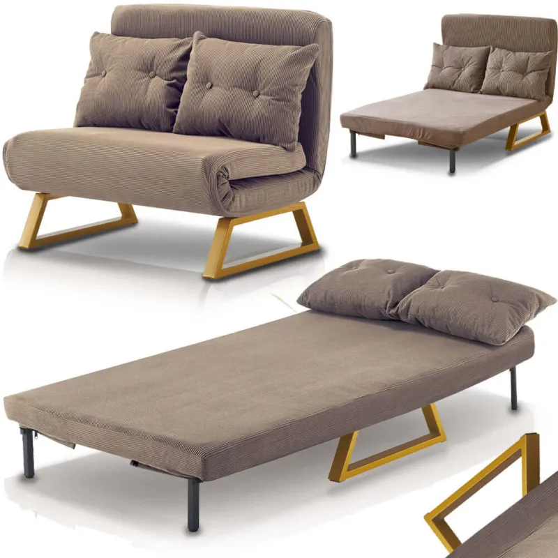 Offerta Speciale Poltrona Letto Reclinabile 2 Posti Chaise Lounge in Velluto Convertibile Marrone