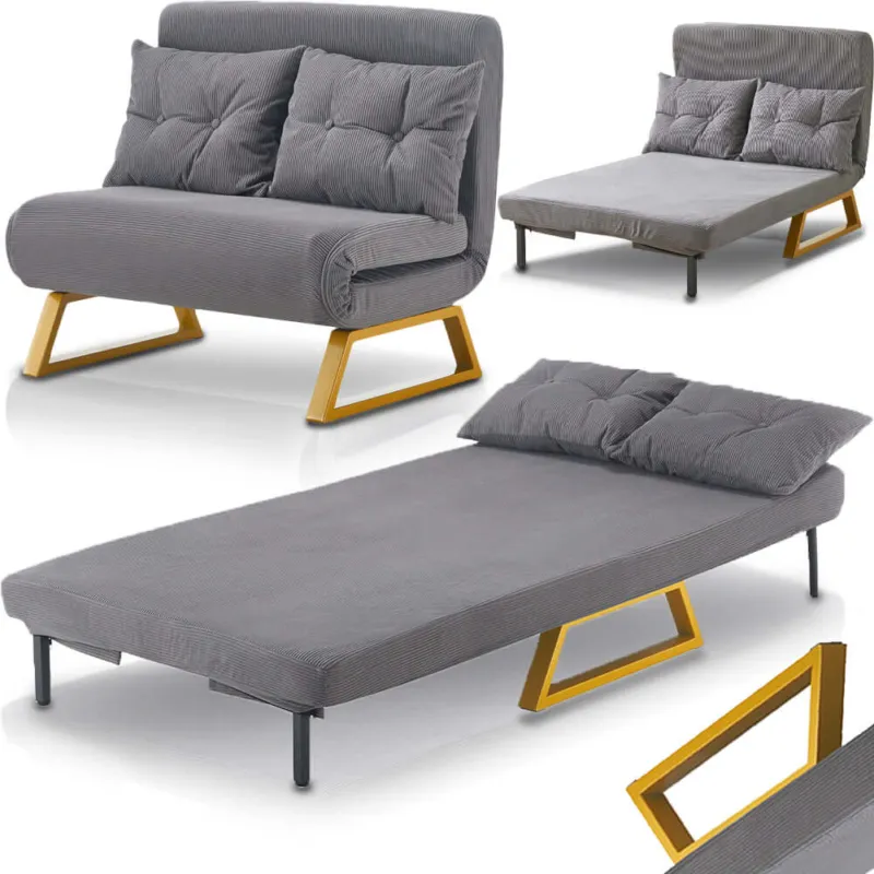 Poltrona Letto Reclinabile 2 Posti Chaise Lounge in Velluto Convertibile Grigio Ordina Subito