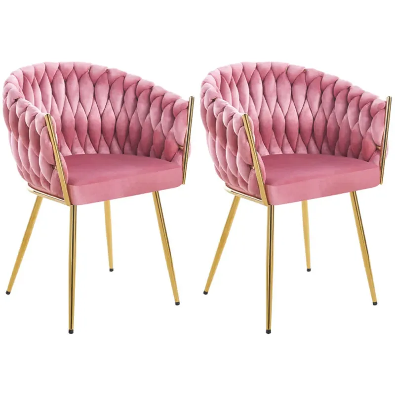 Quantità Limitata Set 2 Sedie per Sala da Pranzo e Ufficio in Velluto Rosa Antico Sedia Ergonomica