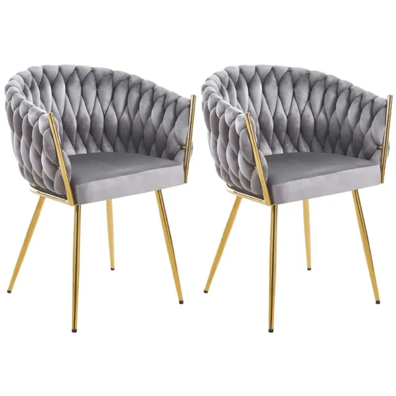 Di Tendenza Set 2 Sedie per Sala da Pranzo e Ufficio in Velluto Grigio Sedia Ergonomica