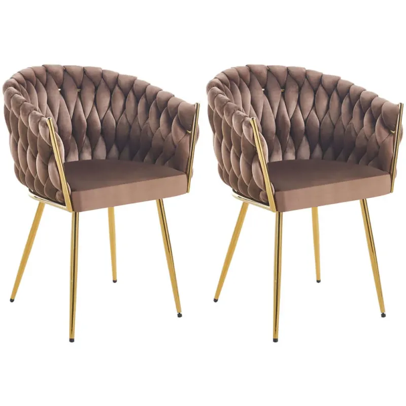 Set 2 Sedie per Sala da Pranzo e Ufficio in Velluto Marrone Sedia Ergonomica Offerta Del Giorno