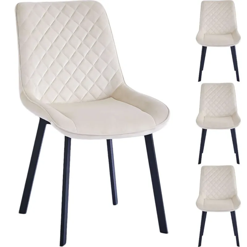 Set 4 Sedie da Pranzo Rivestimento Velluto Beige Sedia Ufficio Casa Ergonomica Compra Adesso