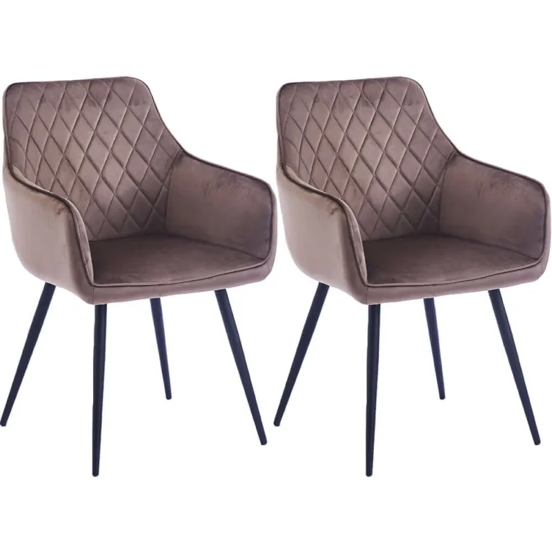 Solo Oggi Set 2 Sedie da Pranzo in Velluto Marrone Ergonomica Poltrona Sedia Ufficio Casa