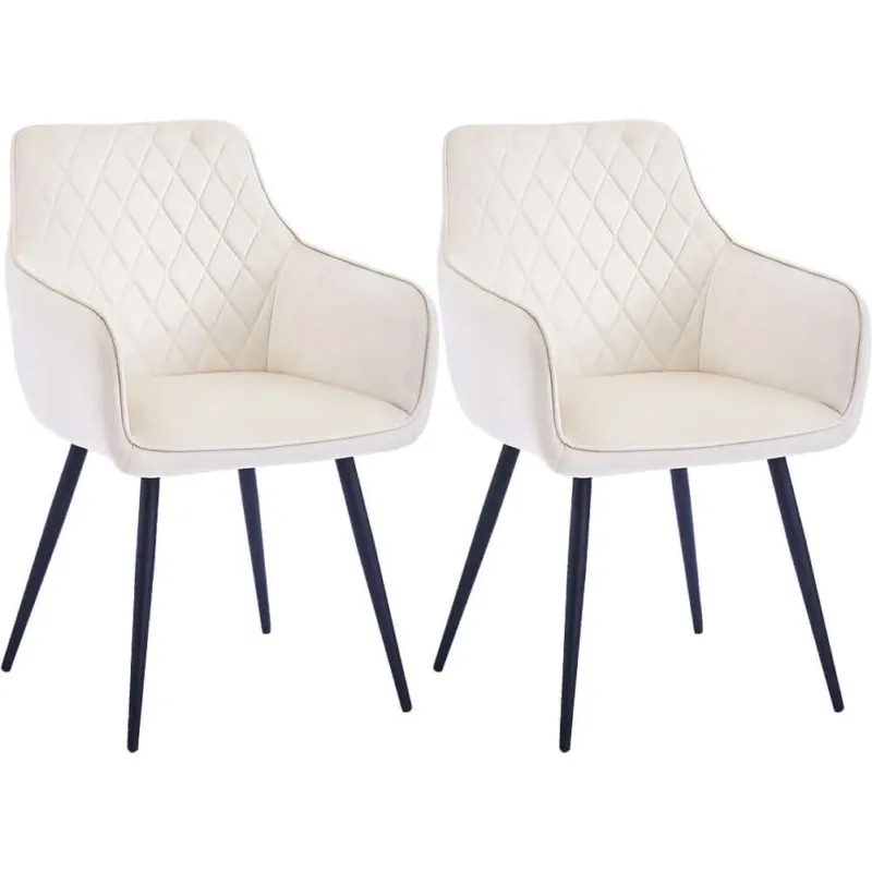 Reso Gratuito Set 2 Sedie da Pranzo in Velluto Beige Ergonomica Poltrona Sedia da Ufficio Casa