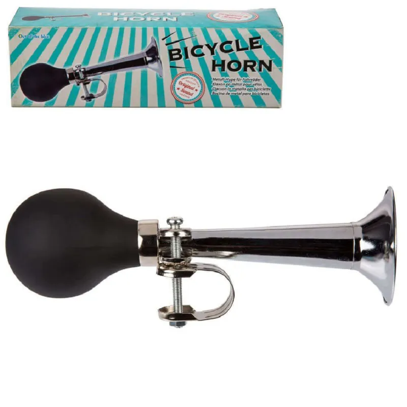 CLACSON IN METALLO CON POMPETTA PER BICICLETTE STILE VINTAGE GANCIO PER MANUBRIO Spedizione Espresso