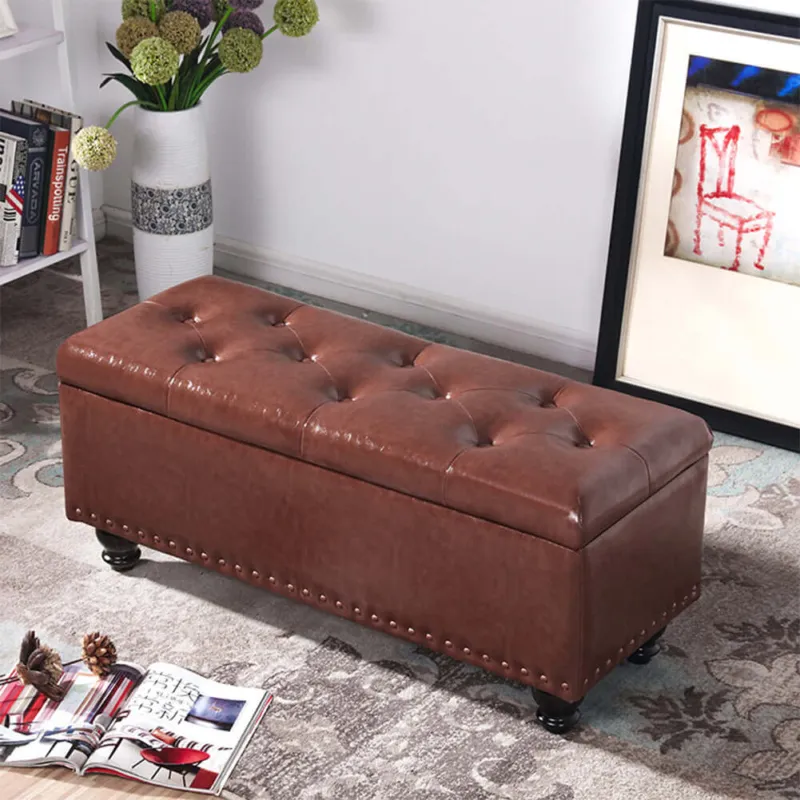 Ultime Pezzi Pouf Panca Contenitore in Ecopelle Cassapanca Capiente Divanetto Divano Marrone