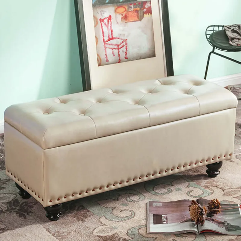 Solo Oggi Pouf Panca Contenitore in Ecopelle Cassapanca Capiente Divanetto Divano Beige
