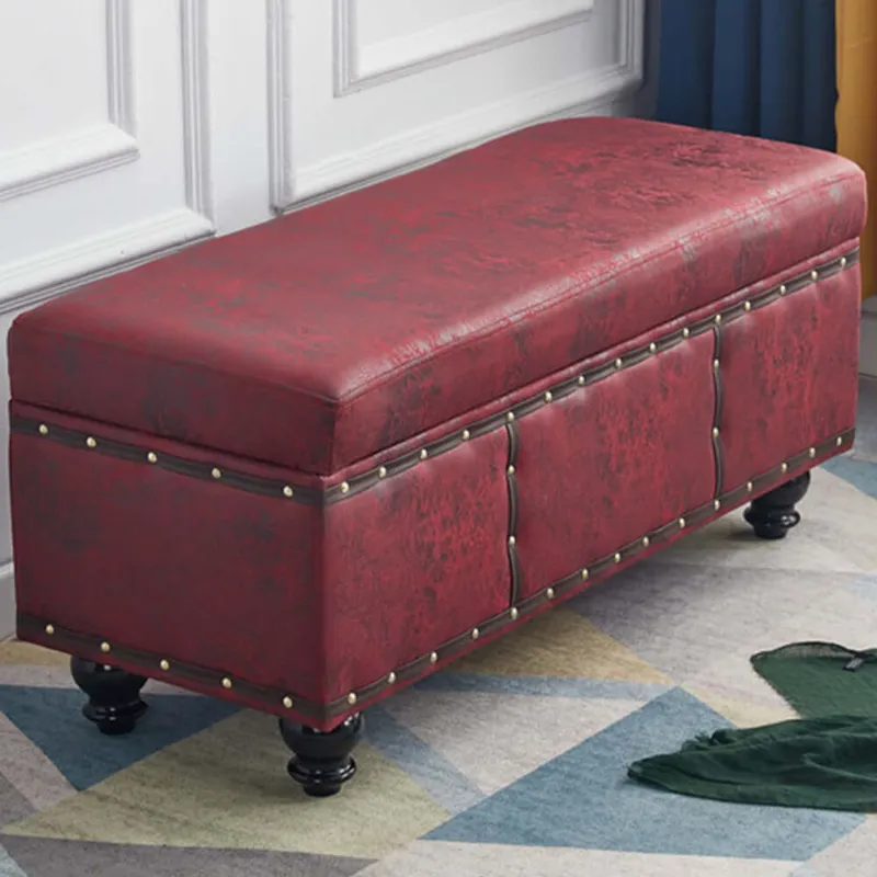 Ultima Occasione Cassapanca Contenitore Ecopelle Divano Panca Pouf Contenitore 80x43 cm Bordeaux
