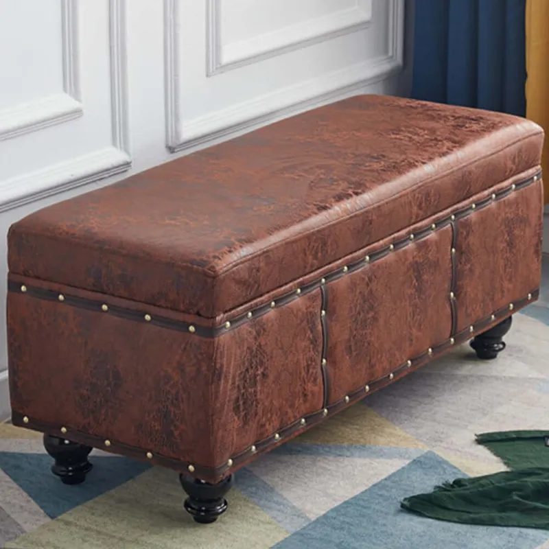 Promo Stagionale Cassapanca Contenitore Ecopelle Divano Panca Pouf Contenitore 80x40x43cm Marrone