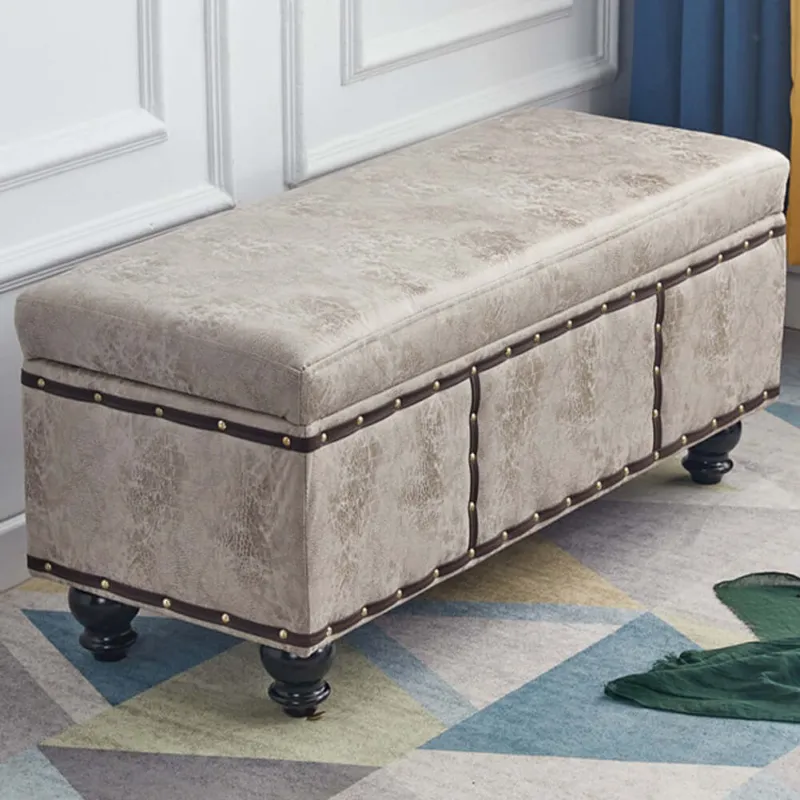 Cassapanca Contenitore Ecopelle Divano Panca Pouf Contenitore 80x40x43 cm Khaki Professionale