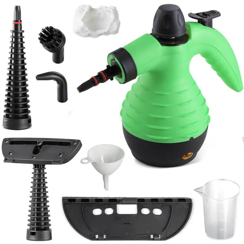 Pulitore a Vapore Portatile 1050W 300 ml 3 bar con Accessori Pulizia Verde Novità
