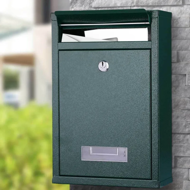 Novità Cassetta Postale Parete in Acciaio Buca Lettere Posta Esterno con Chiave Verde