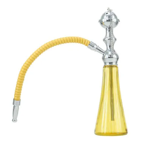Mini Narghilè di colore giallo dimensione 21 cm con 1 tubo base forma allungata Economico